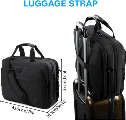 17.3 Inch Laptop Bag, Expandable Computer Bag Laptop Briefcase Men Women,Laptop Shoulder Bag,Work Bag Business Travel Office, Black - Ken's bargain outlet