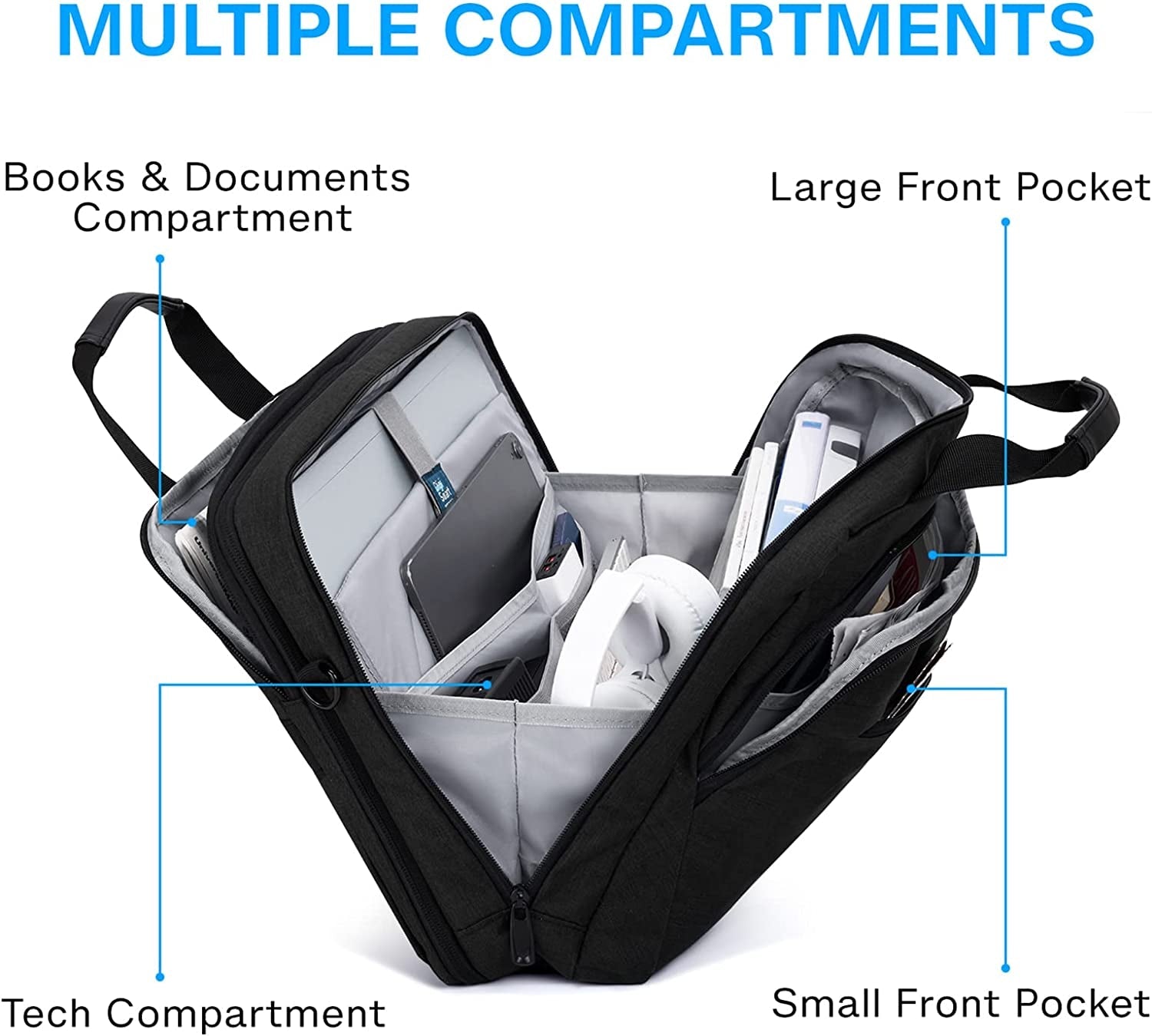17.3 Inch Laptop Bag, Expandable Computer Bag Laptop Briefcase Men Women,Laptop Shoulder Bag,Work Bag Business Travel Office, Black - Ken's bargain outlet