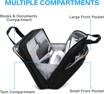 17.3 Inch Laptop Bag, Expandable Computer Bag Laptop Briefcase Men Women,Laptop Shoulder Bag,Work Bag Business Travel Office, Black - Ken's bargain outlet