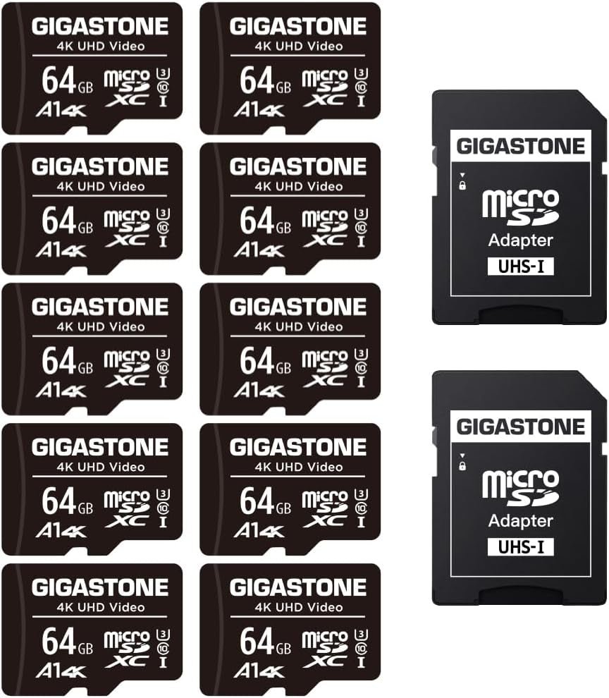 64GB 10 - Pack Micro SD Card, 4K UHD Video, Surveillance Security Cam Action Camera Drone Professional, 90Mb/S Micro SDXC UHS - I A1 Class 10 - Ken's bargain outlet