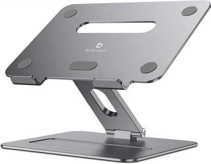 Adjustable Macbook Laptop Stand for Desk | Ergonomic Aluminum Laptop Riser with Heat - Vent, Compatible for 10 - 17" Laptops, Space Grey - Ken's bargain outlet