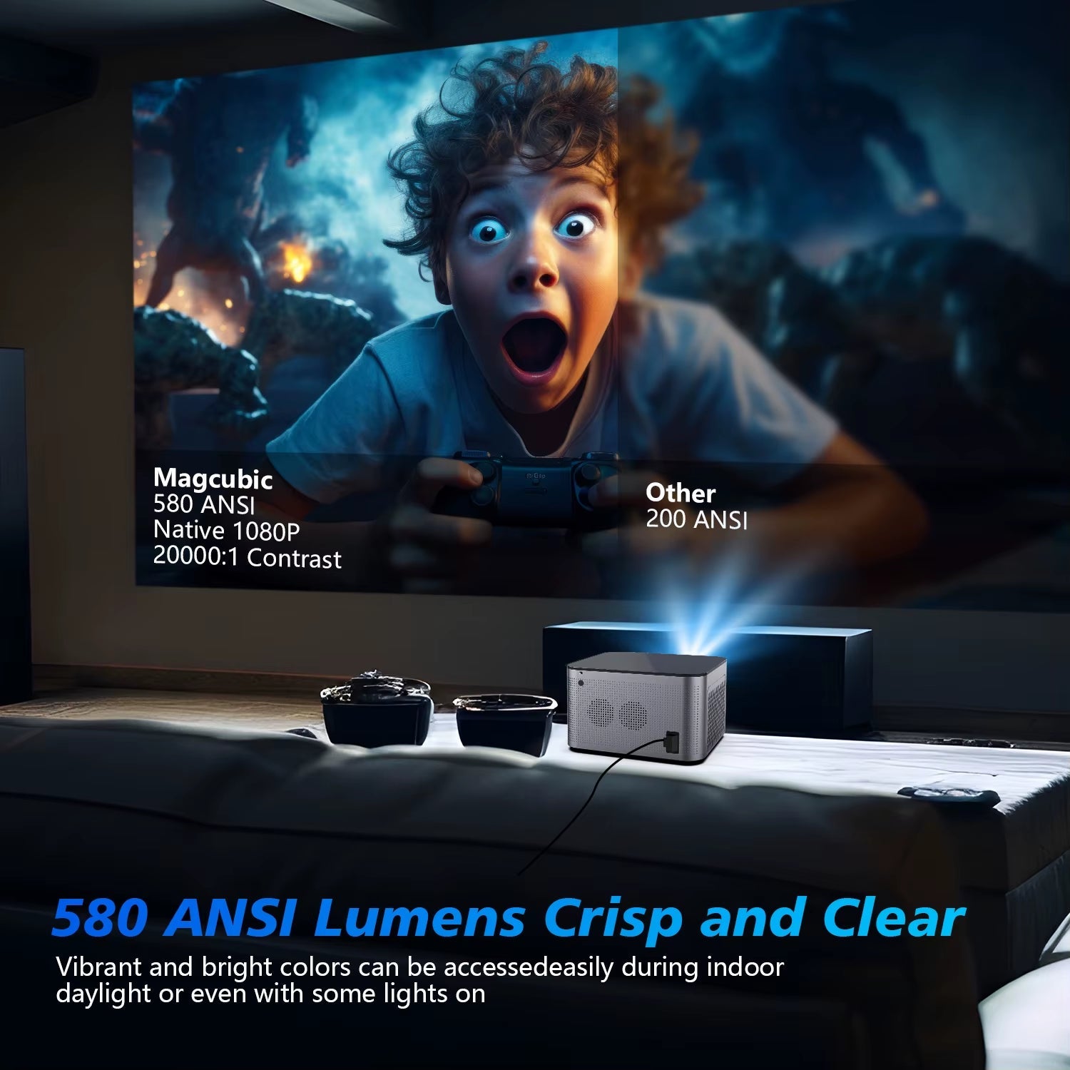 Android 11 4K Smart Projector 580ANSI 1920*1080P Full HD Wifi6 BT5.0 Allwinner H713 Voice Control Home Cinema Theater - Ken's bargain outlet