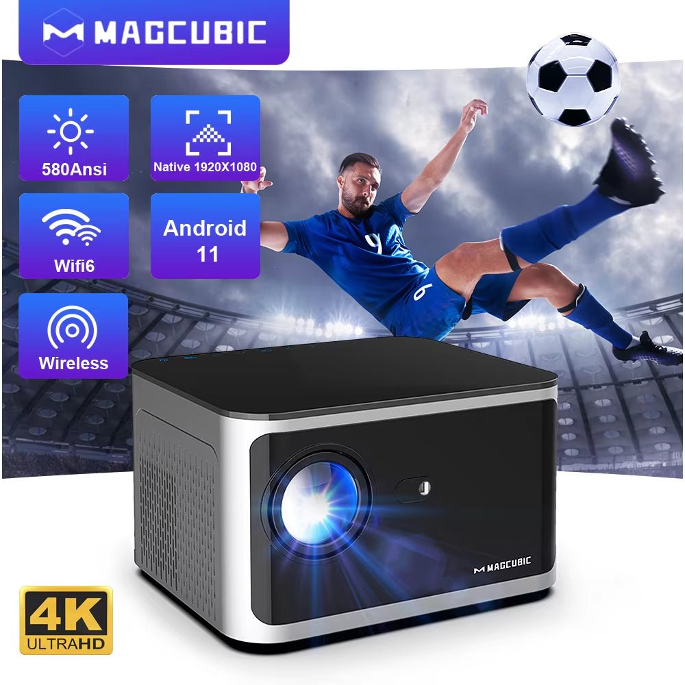 Android 11 4K Smart Projector 580ANSI 1920*1080P Full HD Wifi6 BT5.0 Allwinner H713 Voice Control Home Cinema Theater - Ken's bargain outlet