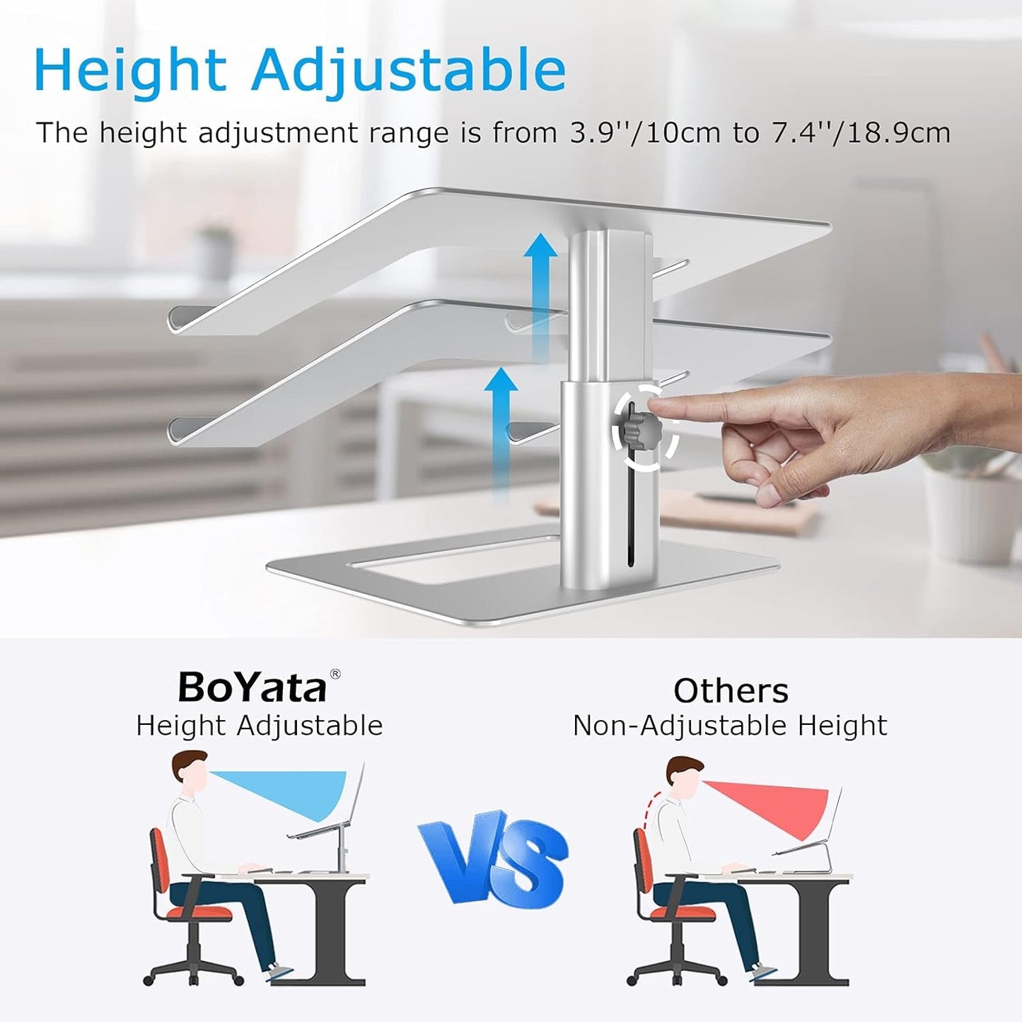 Laptop Stand, Ergonomic Aluminum Height Adjustable Computer Stand Laptop Riser Holder for Desk, Compatible with Macbook Pro/Air, Dell, Lenovo, HP, Samsung, More Laptops 11 - 17" - Ken's bargain outlet