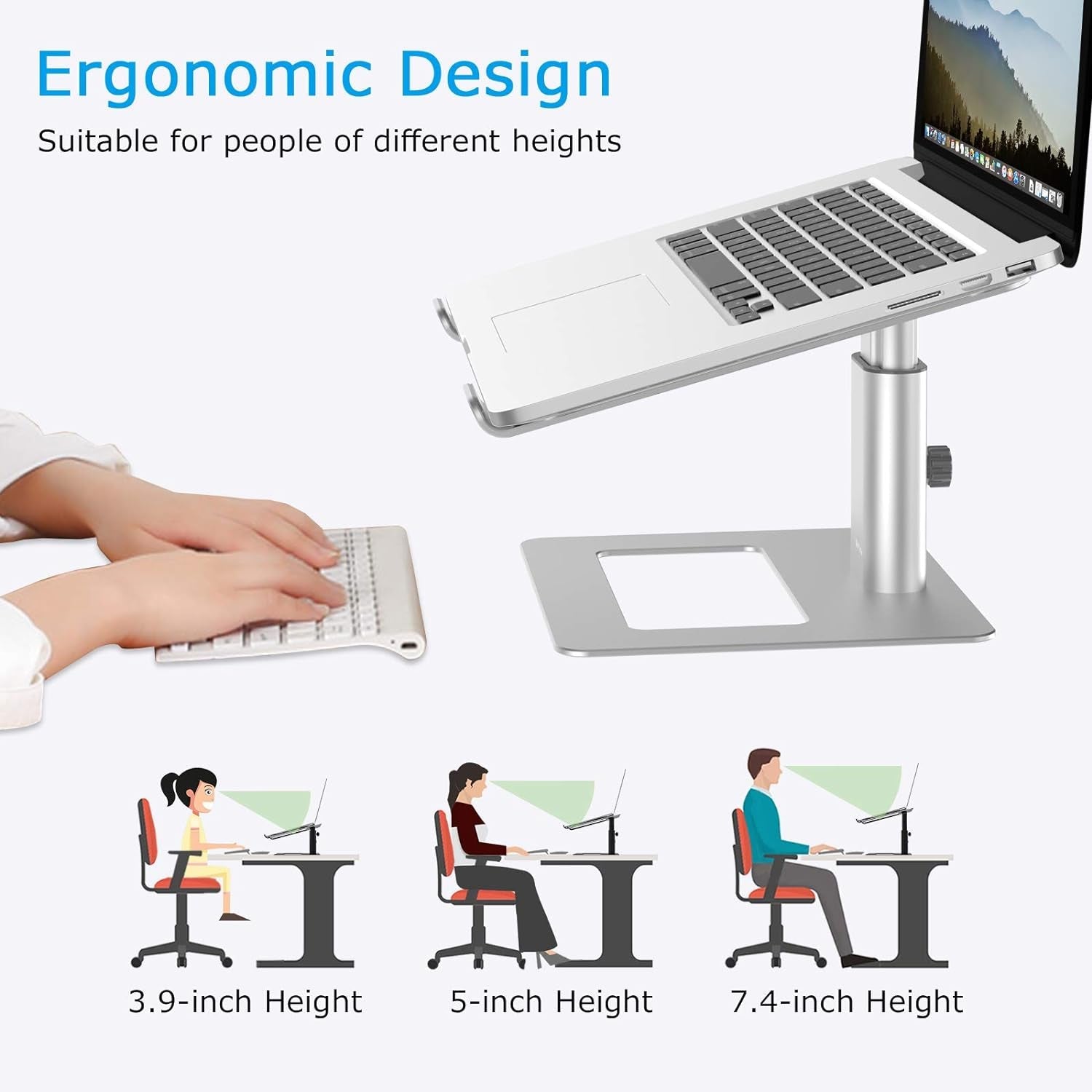 Laptop Stand, Ergonomic Aluminum Height Adjustable Computer Stand Laptop Riser Holder for Desk, Compatible with Macbook Pro/Air, Dell, Lenovo, HP, Samsung, More Laptops 11 - 17" - Ken's bargain outlet