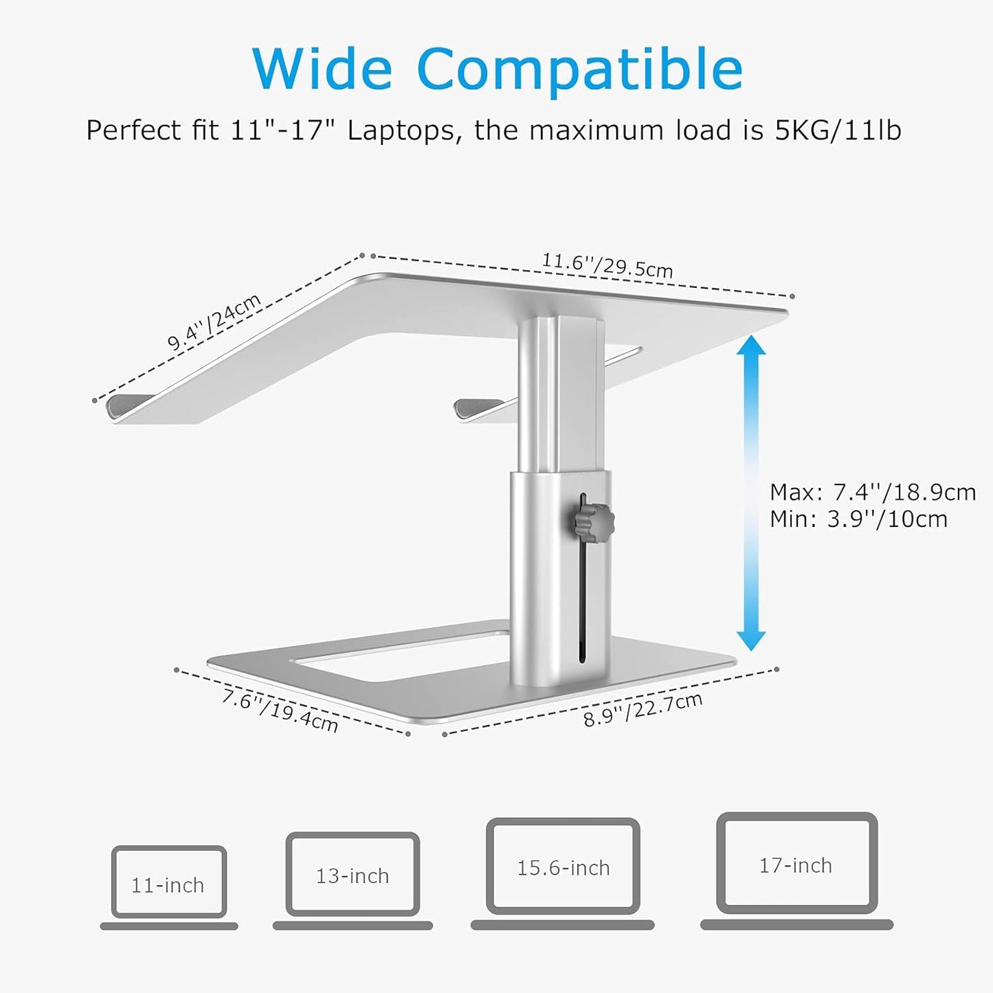 Laptop Stand, Ergonomic Aluminum Height Adjustable Computer Stand Laptop Riser Holder for Desk, Compatible with Macbook Pro/Air, Dell, Lenovo, HP, Samsung, More Laptops 11 - 17" - Ken's bargain outlet