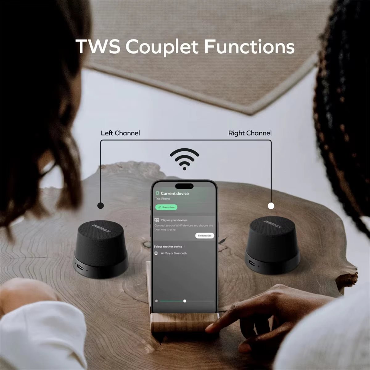 MOMAX 1 - Vibe Go: Magnetic Wireless Speaker & Phone Stand with IPX6 Waterproof Protection - Ken's bargain outlet