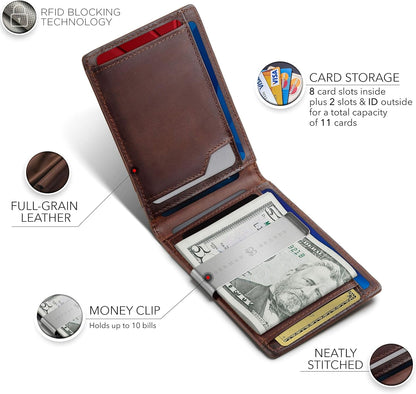 Money Clip Wallet - Mens Wallets Slim Front Pocket RFID Blocking Card Holder Minimalist Mini Bifold - Ken's bargain outlet