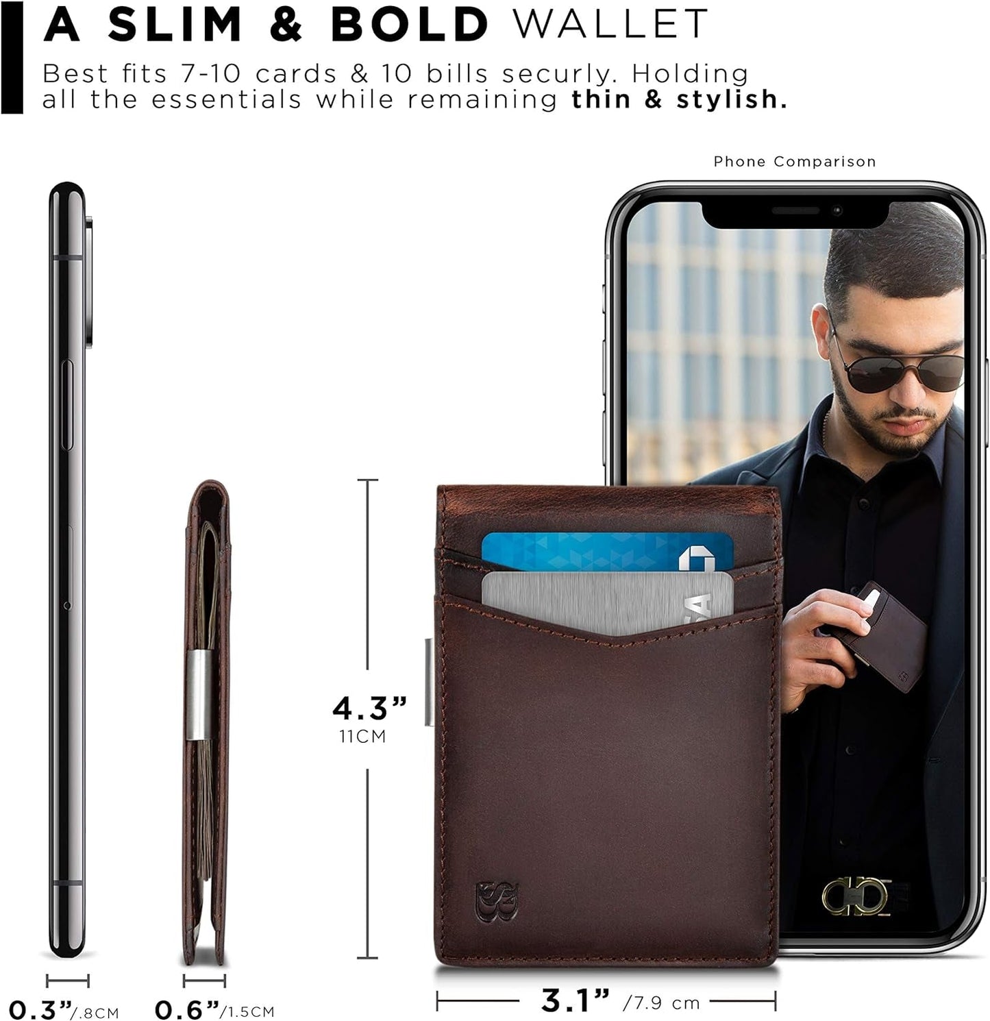 Money Clip Wallet - Mens Wallets Slim Front Pocket RFID Blocking Card Holder Minimalist Mini Bifold - Ken's bargain outlet