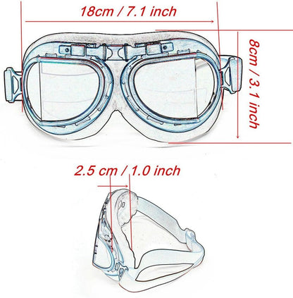Motorcycle Goggles Vintage Pilot Style Cruiser Scooter Goggle Outdoor Sand Goggles Bike Racer Cruiser Touring Eyewear for Half Helmet - Ken's bargain outlet