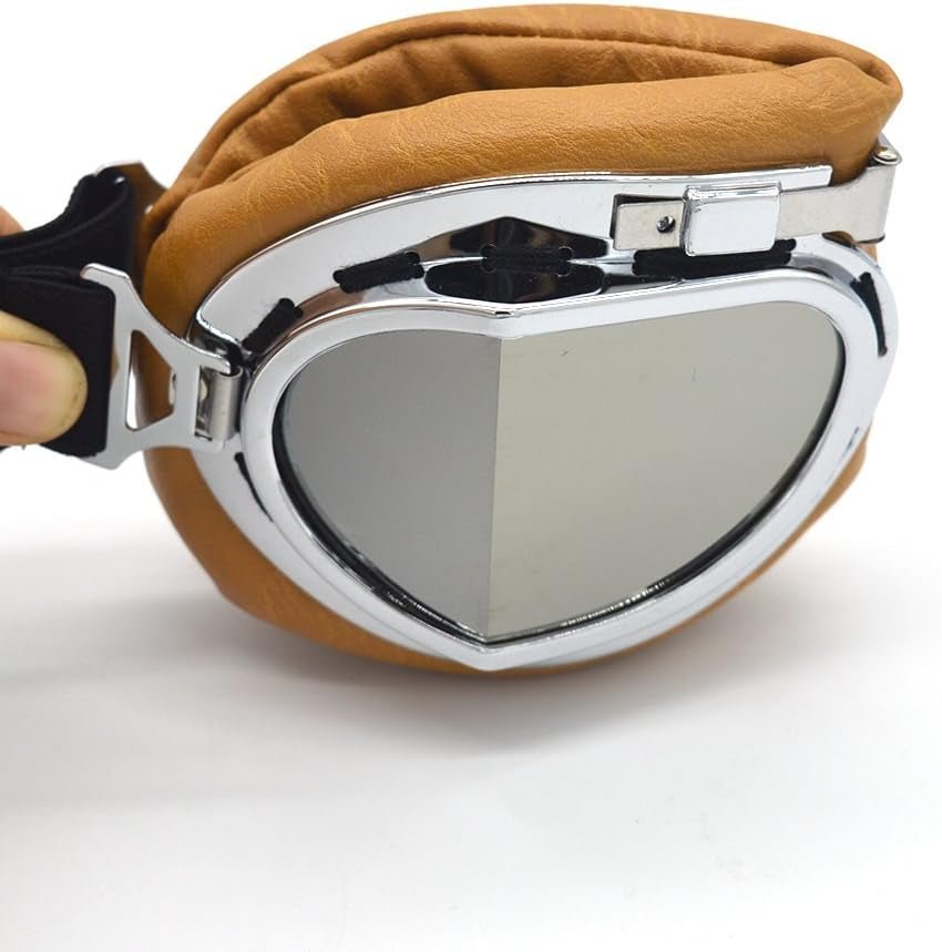 Motorcycle Goggles Vintage Pilot Style Cruiser Scooter Goggle Outdoor Sand Goggles Bike Racer Cruiser Touring Eyewear for Half Helmet - Ken's bargain outlet