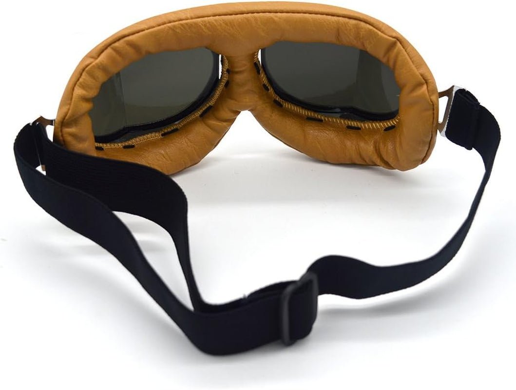 Motorcycle Goggles Vintage Pilot Style Cruiser Scooter Goggle Outdoor Sand Goggles Bike Racer Cruiser Touring Eyewear for Half Helmet - Ken's bargain outlet