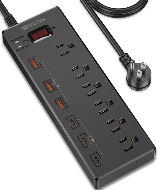 Power Strip, Surge Protector with 6 AC Outlets & 6 USB Charging Ports, 6 Feet Heavy Duty Extension Cord, 1625W/13A Multiplug for Home Office & Multiple USB Devices - Black - Ken's bargain outlet