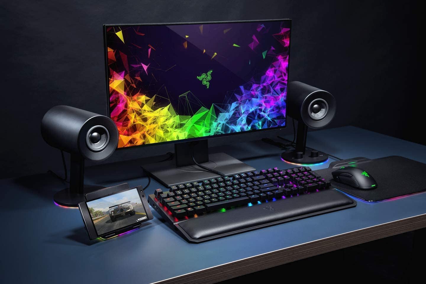 Razer Nommo Chroma: Custom Woven 3" Glass Fiber Drivers - Rear - Facing Bass Ports - Bass Knob W/Automatic Gain Control Chroma Enabled - Full Range 2.0 PC Gaming Speakers, Black - Ken's bargain outlet