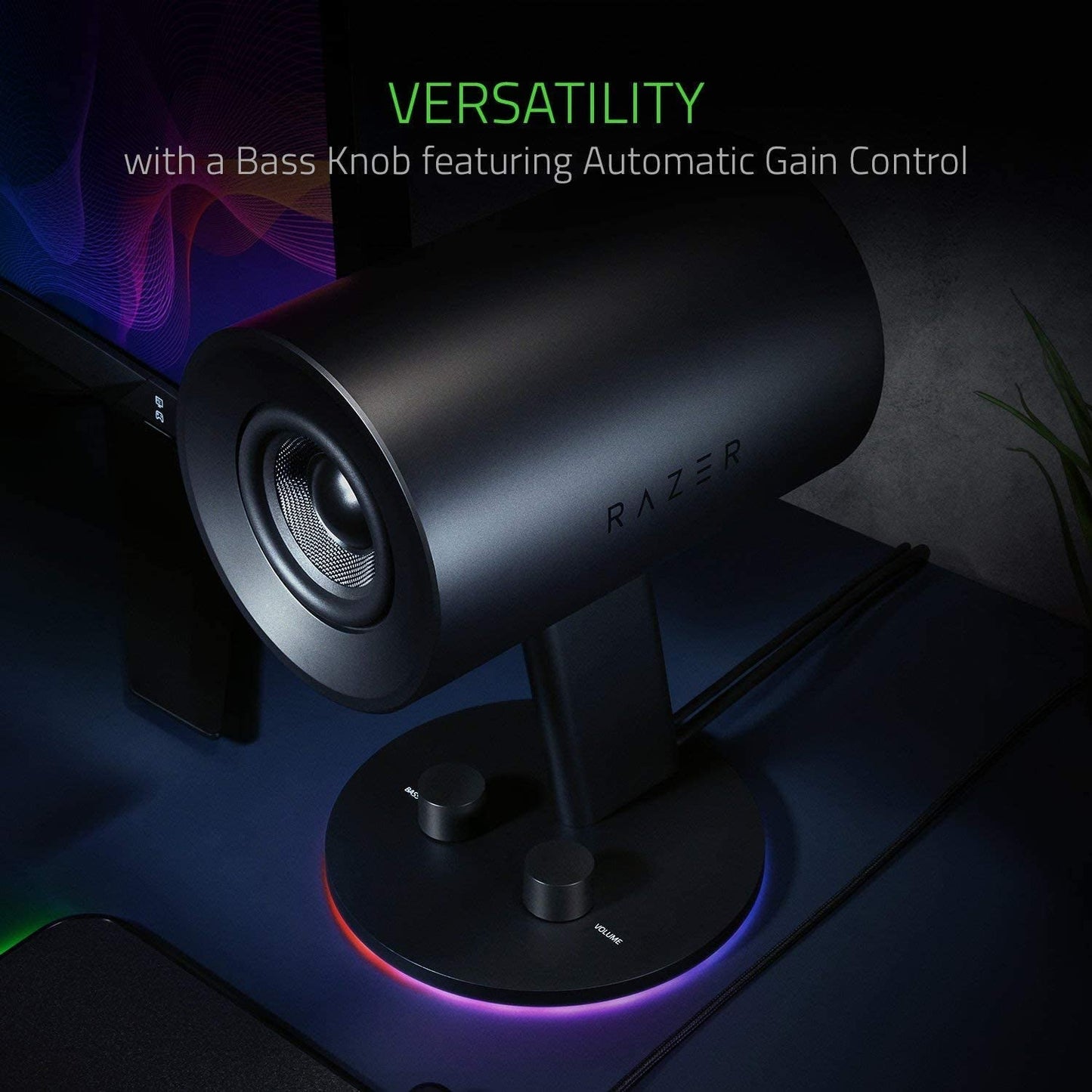 Razer Nommo Chroma: Custom Woven 3" Glass Fiber Drivers - Rear - Facing Bass Ports - Bass Knob W/Automatic Gain Control Chroma Enabled - Full Range 2.0 PC Gaming Speakers, Black - Ken's bargain outlet