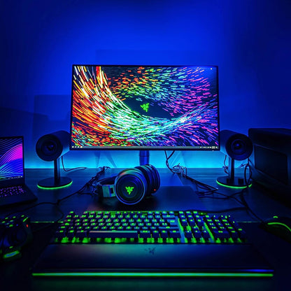 Razer Nommo Chroma: Custom Woven 3" Glass Fiber Drivers - Rear - Facing Bass Ports - Bass Knob W/Automatic Gain Control Chroma Enabled - Full Range 2.0 PC Gaming Speakers, Black - Ken's bargain outlet