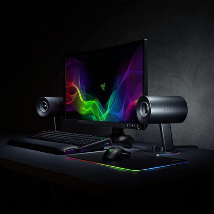 Razer Nommo Chroma: Custom Woven 3" Glass Fiber Drivers - Rear - Facing Bass Ports - Bass Knob W/Automatic Gain Control Chroma Enabled - Full Range 2.0 PC Gaming Speakers, Black - Ken's bargain outlet